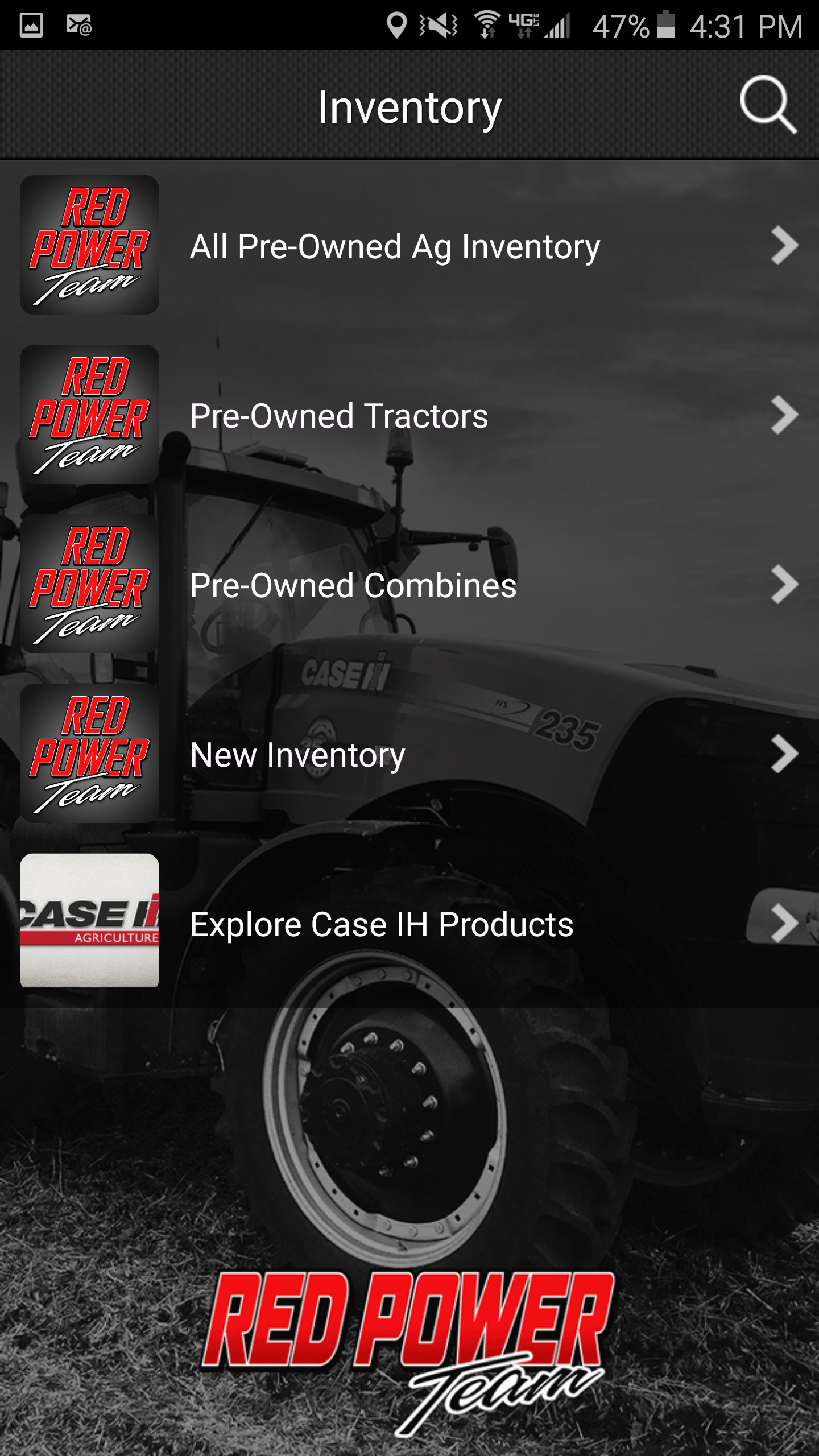 Android application Red Power Team – Case IH screenshort
