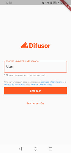 Android application Difusor screenshort