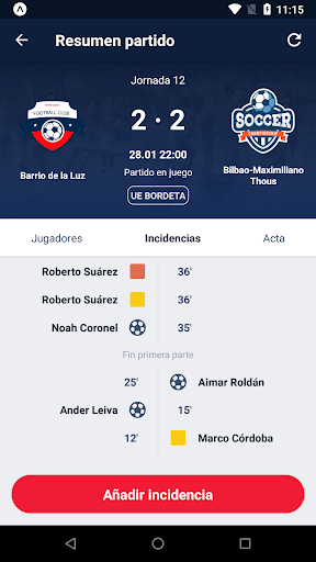 Android application MyGol - Referee screenshort
