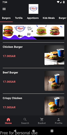 Android application ريتش برجر screenshort