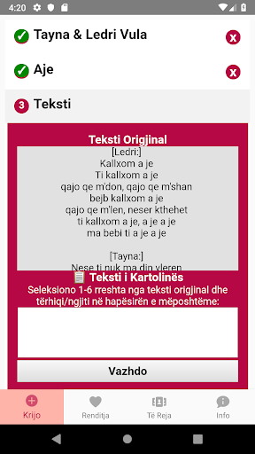 Android application Kartolina screenshort