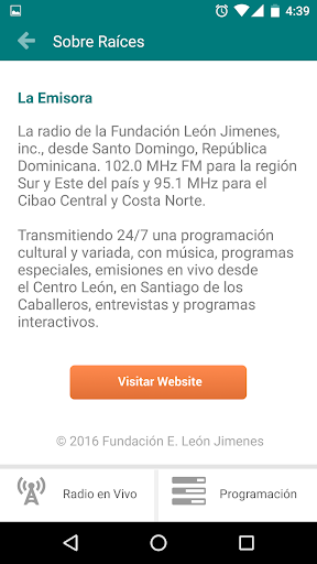 Android application Emisora Raíces screenshort