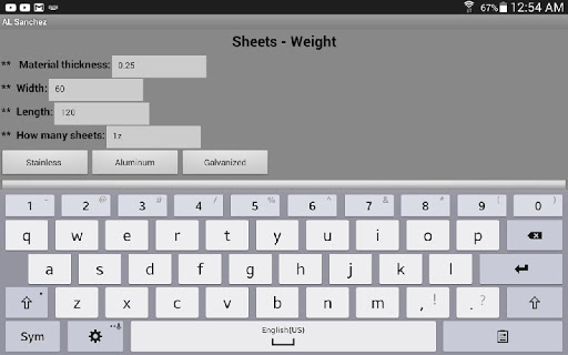 sheets weight Screen 3