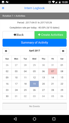 Medical Intern Logbook Screen 2