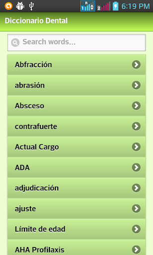 Android application diccionario Dental screenshort