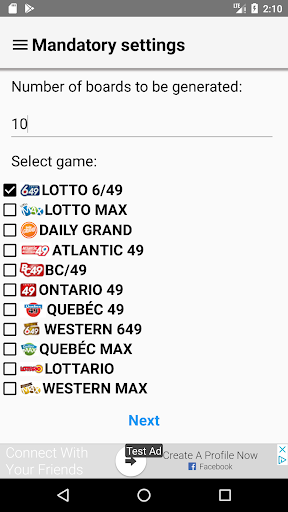 Android application SlickLotto Canada screenshort