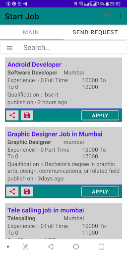Android application Start Job - find verified jobs screenshort