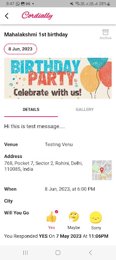 Save the date + RSVP Screen 3
