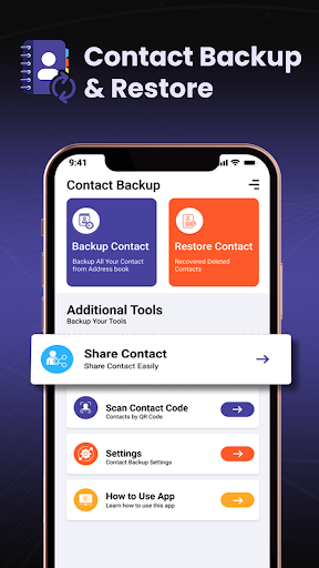 Android application VCF, Import & Export Contacts screenshort