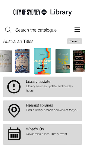 Android application City of Sydney Library screenshort