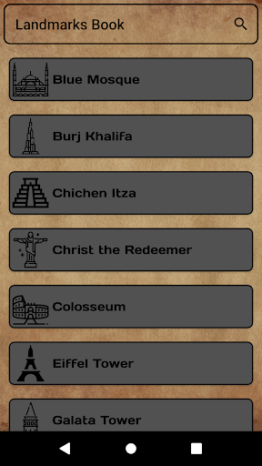 Android application Landmarks Book screenshort