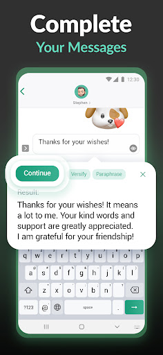 Screenshot of Keyboard AI Assistant: Writely