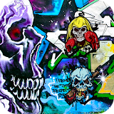 skull graffiti wallpaper theme icon