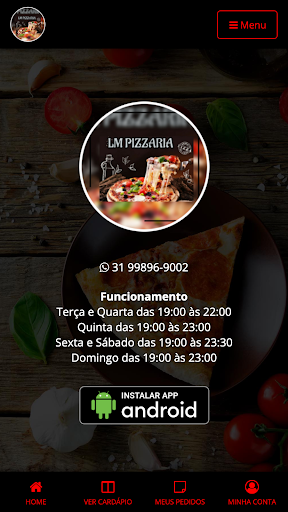 Android application LM Pizzaria screenshort