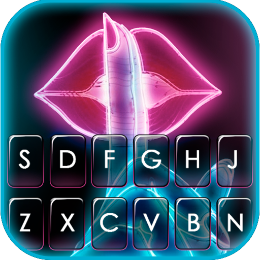 Neon Lips Keyboard Background  Icon