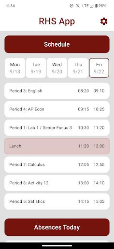 RHS Student App Screen 2