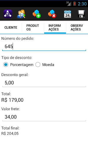 Pedidos de representantes Screen 3