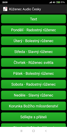 Android application Růženec audio česky screenshort