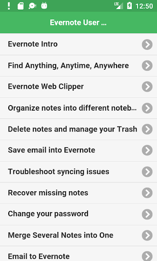 Android application User Guide for Evernote screenshort