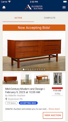 Android application Alderfer Auction screenshort