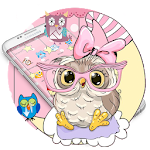 Pink Cartoon Moon Owl Theme Apk