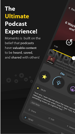 Screenshot of Momento Podcasts