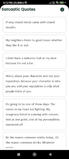 Android application Sarcastic Quotes and Sayings screenshort