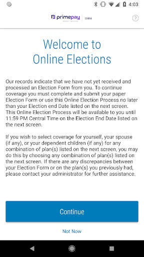Android application PrimePay COBRA Mobile App screenshort
