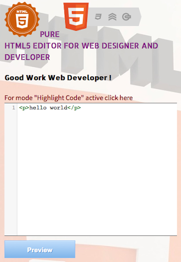 Android application Try It Editor HTML screenshort