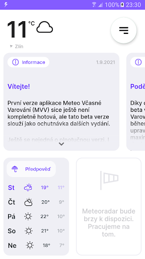 Android application Meteo Včasné Varování screenshort