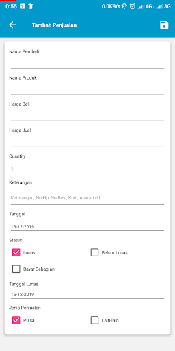 Catatan Penjualan Pulsa & Onli Screen 2