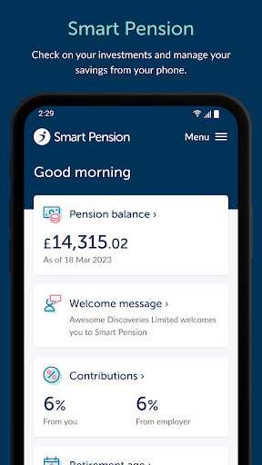 Android application Smart Pension screenshort