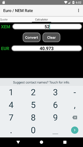 Euro / NEM Rate Screen 2