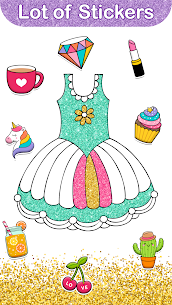 Glitter Dress Coloring Pages for Girls 2