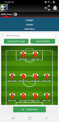 Android application Fantasy | Build-Lineup screenshort