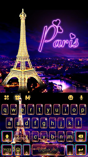 Android application Neon Paris Night Tower Keyboar screenshort