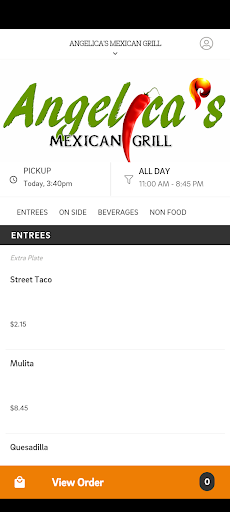 Android application Angelica's Mexican Grill screenshort