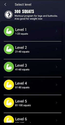 Screenshot of 300 Squats workout plan