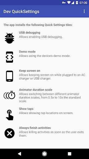 Android application Dev QuickSettings screenshort