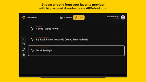 Screenshot of Debrid'em All: Stream Torrents
