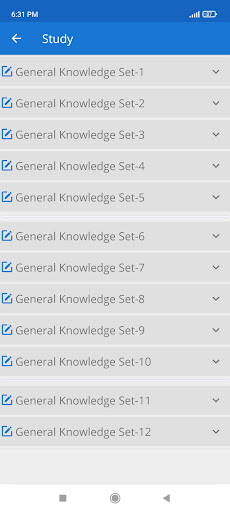 Android application Basic General Knowledge Quiz screenshort