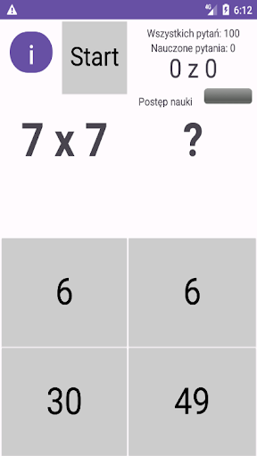 Android application Tabliczka mnożenia screenshort