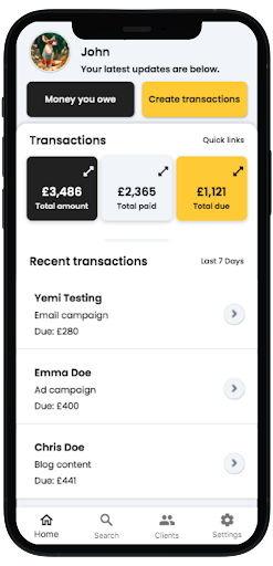 Duetella - Invoice & Payments Screen 2