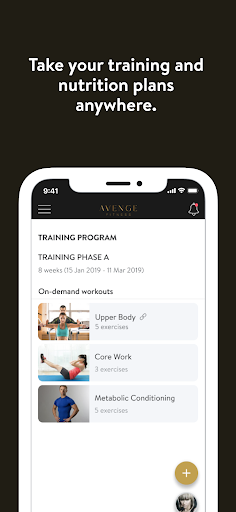 Avenge Fitness Trainer App Screen 3