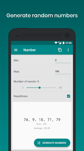 Android application Randomizer screenshort