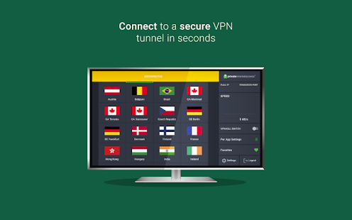 VPN – Private Internet Access Bildschirmfoto