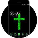 Green Cross Cool  Tech Theme: Dark Neon Green icon