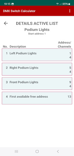 DMX DIP Switch Calculator Screen 3