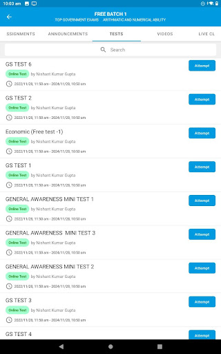 Android application Nishant eAcademy screenshort