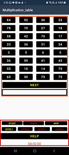 Android application Multiplication Table Demo screenshort